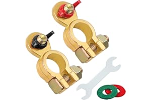 JATILER Morsetti per batteria 12 V a sgancio rapido M8, Jatilur, morsetti per batteria in ottone, con cuscinetto anticorrosione e chiave per moto, auto, navi (1 paio)