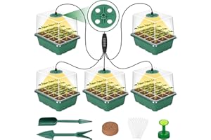 Apritsce Sämlingsset enthält, Zimmergewächshaus mit Pflanzenlampe, Mini Gewächshaus mit 12 Sämlingserde, 10 Etiketten, 2 Werkzeuge, für Pflanzenwachstum und Saatgutkeimung