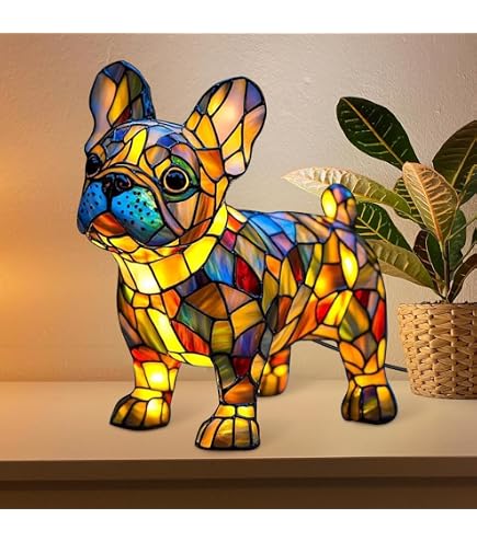 Grau Samt Bulldogge Tischlampe Hundespielampe Schlafzimmer Wohnzimmer