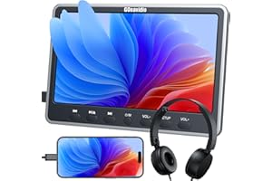 GOnavidio 12" HDMI-in Lecteur DVD Voiture, Lecteur DVD Portable Voiture Compatible USB/SD, Slot-in Conception et ecran appuie Tete Voiture pour Enfant avec Casque,Support Région Libre