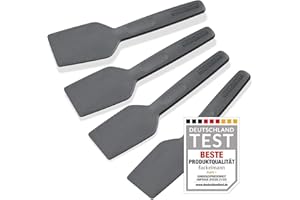 Fackelmann Statement Spachtel für Raclette 4er Set – Schaber mit ergonomischem Griff und Daumenmulde – Raclett-Schieber im praktischen 4 Stk Bundle – ca. 15,5 x 4 x 1 cm, Grau