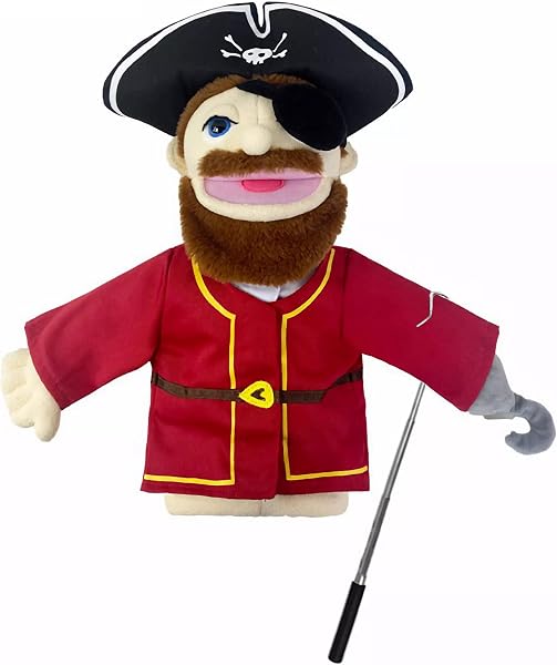 LOMTRATS Burattini teatrali per bambini,include insegnante,poliziotto,pirata,detective,ecc.con bocche aperte mobili,perfetti per raccontare storie,insegnare,regali per festival,1 pezzo con joystick - 1