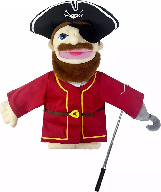 LOMTRATS Burattini teatrali per bambini,include insegnante,poliziotto,pirata,detective,ecc.con bocche aperte mobili,perfetti per raccontare storie,insegnare,regali per festival,1 pezzo con joystick