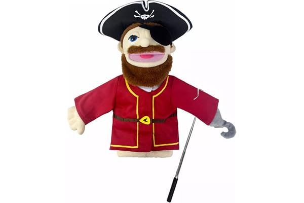 LOMTRATS Marionnettes à Main de théâtre pour Enfants,Comprend Enseignant,Policier,Pirate,détective,etc.avec des bouches Ouvertes Mobiles,pour raconter des Histoires,Cadeaux de Festival,1 PCS