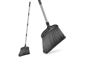 ‎MASTHOME Masthome Besen mit Stiel, Straßenbesen mit 142 cm Edelstahl Langem Stiel,Breite 35 cm Steifen Borsten Industriebesen für die Reinigung von Straßen, Außenhof, Terrassen, Piazza - Schwarz