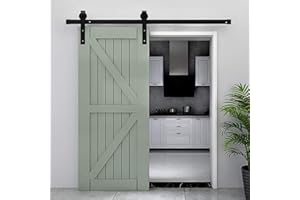 CO-Z 6FT /183cm Sliding Barn Door Hardware Kit - Heavy Duty Carbon Steel Track & Roller System for Wood Doors - Supports Up to 100KG & 90cm Wide Panel - Closet, Bedroom, Industrial Style