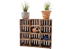 Teramico Vintage Holzkisten 40 x 30 x 25cm geflammt | Weinkisten & Obstkisten | Set-Angebote (6er Set Boden Kurz)