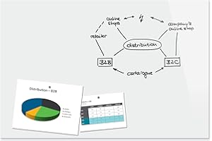 ‎BE!BOARD Sigel B1300 Große Glas-Magnettafel BeBoard, Whiteboard rein-weiß, 90 x 60 cm, magnetisch & beschreibbar, incl 2 Neodym-Magnete, rahmenlos, für Wohnung und Büro