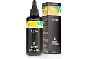 SATINNATUREL Aceite de Jojoba puro ORGÁNICO 100ml - Aceite corporal y tratamiento hidratante cabello 100% Vegano + Prensado en Frío - Con Vitamina E para Cuerpo, Piel, Cabello, Pelo y Uñas Sanas - Satin Naturel