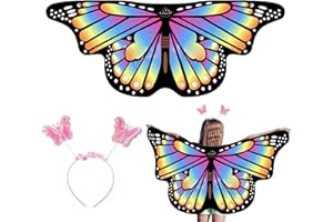 EQLEF Ailes de Papillon Enfant, Cape Papillon Enfant Lead Band Enfants Déguisement Ailes de Fée Papillon Ailes de Papillon Ailes Papillon Filles Fantaisie Robe Party Play Party Like 3-6 Ans (Rainbow)