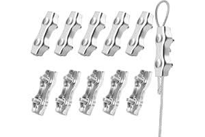 SWTYExt M5 Wire Rope Clamp 10pcs Duplex Clamp 304 Stainless Steel Heavy Duty Wire Rope Clips 5mm Clips Clamps for Make Coils Fence Connectors Hanging Wire Clothesline Tensioner Awning Fixed
