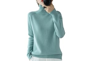 HUIPYOU Suéter de Lana de Cachemira de Cuello Alto de Las Mujeres Otoño Invierno de Color sólido Jersey de Punto Femenino Casual básico de Fondo suéter