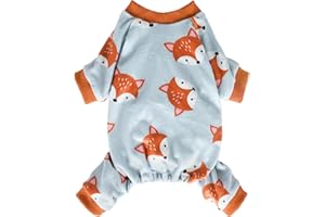 Fitwarm Funny Fox Dog Pajamas, Warm Dog Onesie, Dog Clothes for Small Dogs Girl Boy, Lightweight Velvet, Pet Outfit, Gray, Orange, Small