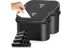 Car Trash Can– Mini Automotive Garbage Bin with Lid with 150 Pcs Plastic Trash Bag, Hanging Design for back seat/door, Compact Vehicle Trash Container for Cars, SUVs, Trucks, RVs
