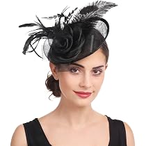 DRESHOW Fascinators Cappello Nastri Piume su un cerchietto Clip