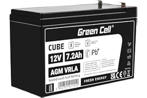 GREEN CELL GreenCell® Rechargeable Batterie AGM 12V 7,2Ah accumulateur au Gel Plomb Cycles sans Entretien VRLA Battery étanche Résistantes| Jouets | Installations d'alarme | Véhicules pour Enfants
