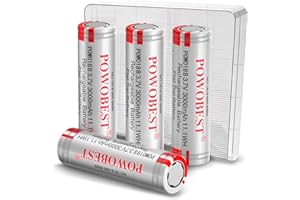 POWOBEST 3000mAh Wiederaufladbarer NiMH 3.7VAkku,POWO18B Flat Top Batterie Mit Batterieschutzbox, NO:1818-666-888B Batterie,für kleinen Lüfter,LED Stirnlampe,Produktpatentnummer:015037694-0001(4 Pack)