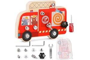 DINORUN Montessori zabawka, drewniana zabawka, śrubokręt z torbą do przechowywania, zabawka motoryczna, prezent dla dziewcząt, chłopców, zabawka dla dzieci od 3, 4, 5, 6 lat