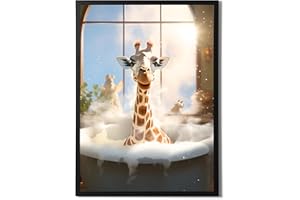 State Media Vision Giraffe in a Bath Poster - Funny Bathroom Wall Art - Animal Home Decor - Variety of Sizes (Giraffe in Bath Indoors, A4 Print Only)