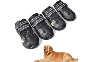 Havenfly 4 Pezzi Stivali per Cani,Scarpe Antiscivolo per Cani,Resistente Impermeabili con Cinghie Regolabili Riflettenti per Cani Media e Grande
