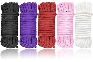 YRU 5 Pack Soft Cotton Rope, Multipurpose Durable Long Rope Craft Colored Rope, 10M/Roll All Purpose 8mm Thick Soft Twisted Cotton Knot Tying Rope Cord, Utility Braided Cotton Rope