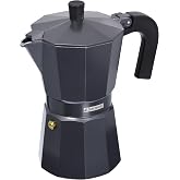 Monix Vitro Noir | Italian Coffee Maker 6 Cups | Suitable for glass ceramic, gas and electric, heat resistant handle