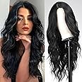 QUEENTAS 24 Inch Long Black Hair Wig for Women Full Head Wavy Curly Wigs Cosplay Synthetic Hair Diwali Wig