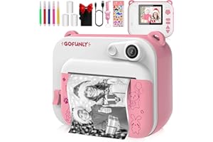 Gofunly Cámara Instantánea de Fotos Infantil para Niños con Pantalla de 2,0 Pulgadas, 12MP 1080P Cámara con Papel Impresión y Tarjeta SD 32GB, Regalos para Niños 3 a 12 Años