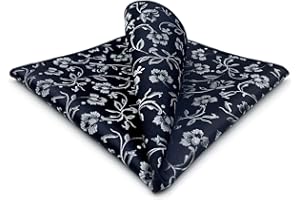 S&W SHLAX&WING Fazzoletto da Taschino Uomo Blu Nero e Verde con Motivo Floreale Taglia XL