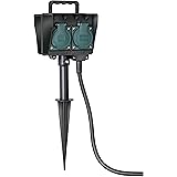 Brennenstuhl Garten-Steckdose / Außensteckdose 4-fach mit Erdspieß (witterungsbeständiger Kunststoff, Steckdose für außen mit