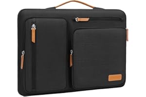 MOSISO 360 Funda Portátil 13,3 Pulgadas, 13 a 13.3 Pulgadas Laptop Bolsa Compatible con MacBook Air/Pro 13/Pro 14, HP Acer, Bolsa Lateral Abierta con 4 Bolsillos con Cremallera&Mango,Negro