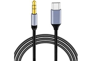 AXFEE Kabel z USB typu C, 3,5 mm jack, 1 m, przejściówka z portu USB C na wtyczkę Jack, HiFi Stereo Cable Audio, nylonowy, Audio Aux, kompatybilny z Samsung, Huawei P30 Pro, Xiaomi, radio samochodowe