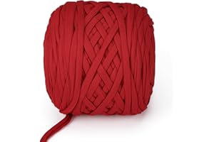 VynyQoo Trapillo para Crochet 105m, Poliéster Hilo para Tejer a Crochet, Principiantes Tejer a Crochet Bolsos para Cestas, Proyectos DIY y Decoración Hogar(rojo)