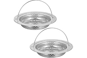 2 st diskho-sil, rostfritt stål diskho-silar, anti-igensättning diskho matfångare med handtag, dräneringssil, sil matfångarkorg, OD 11 cm, ID 9 cm, H 2 cm