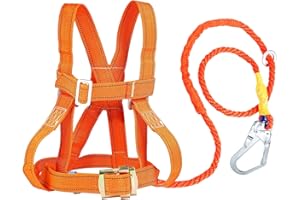 Magicbox Absturzsicherung Sicherheitsgurt [EN 361] | Professioneller Ganzkörper-Auffanggurt Set mit 2M Seil & Stahlkarabiner | Verstellbar 50-120cm für Dachdecker, Industrie, Höhenarbeit