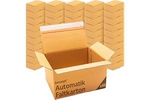 Konzept 11 - Boîte d'expédition 20x15x10 cm Lot de 50 pièces. Cartons pliables avec couvercle auto-adhésif, petits cartons pour envoi, emballage, colis DHL taille S différentes tailles