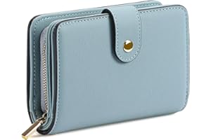 GAEKEAO Ladies Leather Purse RFID Blocking Women's Wallet Bifold Ladies Credit Card Wallet with Zip Around Coins Section Real Leather Purse