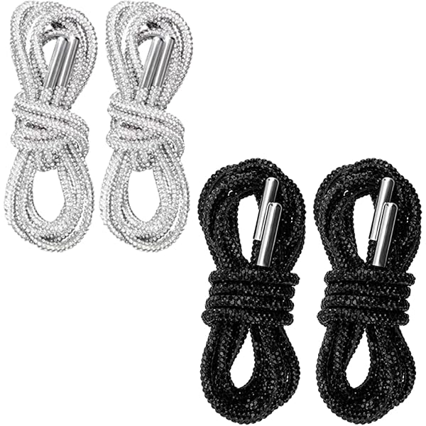 Lot De 2 Lacets à Paillettes Et Strass - 140 Cm, Ronds, Cristal Scintillant | Pour Chaussures, Sweats à Capuche, Vêtements DIY, Cadeau