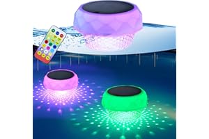 GEYUEYA HOME Lumière Piscine solaire, Hors Sol avec Télécommande RVB+Blanc Froid, IP68 Étanche, Lumières de Baignoire LED