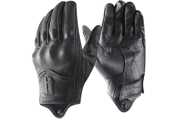 Harssidanzar Gants de Moto à écran Tactile en Cuir de chèvre à Doigt Complet pour Homme GM028E