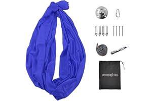 JUNGLE WELL Portable Camping Hammock Swing, Stretch Hammock for Kids, Perfect for Indoor & Outdoor with Accessory (Blue 1.5 * 2.8m)