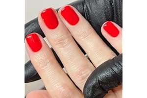 TELAIN Red Press on Nails, krótki kwadrat, sztuczne paznokcie z wzorem, pełne pokrycie, błyszczące, akrylowe, 24 szt., dla kobiet