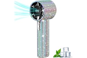 Kenmohuo Diamond Portable Handheld Fan, Mini Turbo Fan with Digital Display, 199 Gear Wind, USB Rechargeable Personal Pocket Fans, for Women Men Outdoor/Travel/Camping/Home/Office
