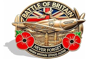 AUOQZ Battle of Britain Pin Badges, 2025 Poppy Badge and Pins Spitfire British Legion Commemorative Brooch Never Forget Poppies Pin Gifts for VE Remembrance Day (Metal）