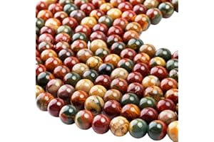 KYEYGWO Rondes Perles en Vrac de Chakra Pierres, Perles de Pierre Naturelle pour Fabrication de Bijoux Bracelet Collier Bricolage, 15", Picasso Jasper de 8mm