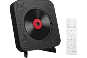 Adirigo Tragbarer Desktop-CD-Player mit Bluetooth – Kpop Musik CD-Player Eingebaute Doppel HiFi Lautsprecher Multifunktionaler Wandmontierter CD-Player mit Fernbedienung（Schwarz）