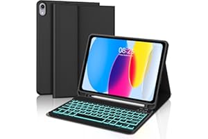 FOGARI Custodia con Tastiera Italiana Retroilluminata per iPad 10 Generazione 10.9" 2022, Compatibile con iPad 11" (A16 2025), Tastiera Bluetooth Portatile Magnetica Staccabile, Con Slot per Pencil - Nero