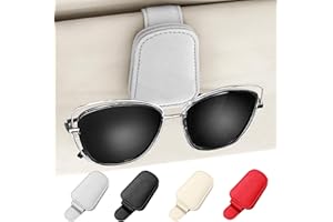 MOKHT Brillenhalter für Auto, Leder Sonnenbrillenhalter Auto, Magnetische Brillenständer für Auto Sonnenblende, Sonnenbrillen Halterung Auto für Brille Karte Ticket - Grau