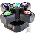 Lyre LED 120W Mini Lumière de Scène,Beam à Tête Mobile à 4 Bras,Projecteur LED RGB avec Télécommande,DMX512,Lumière de Fête Stroboscope pour DJ Fête Bar Mariage Halloween Noël