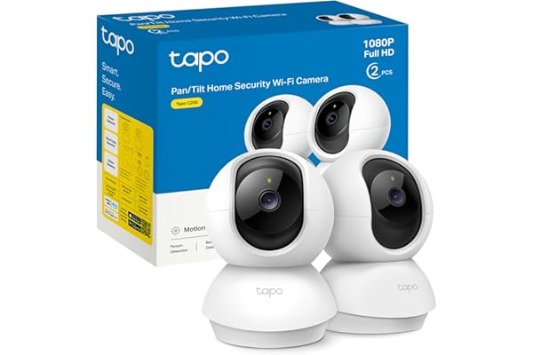 Tapo C200P2 - Cámara IP WiFi 360° Cámara de Vigilancia FHD 1080p,Visión Nocturna, Notificaciones en Tiempo Real, Admite Tarjeta SD,Detección de Movimiento,Control Remoto,Compatible con Alexa